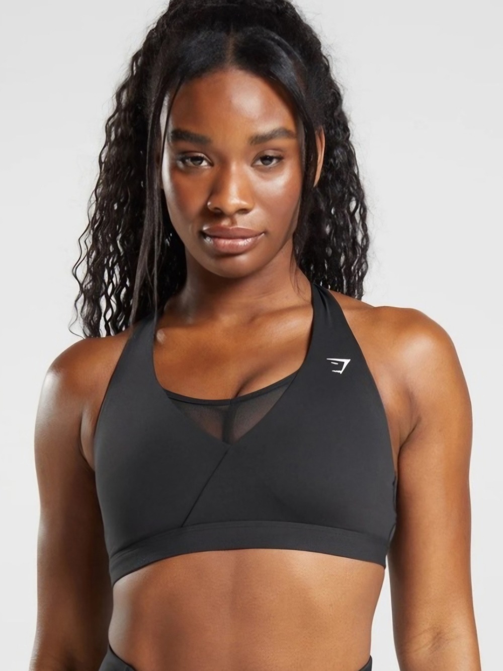 Gymshark Crossover Sports Bra Black Mesh Racerback Size Medium